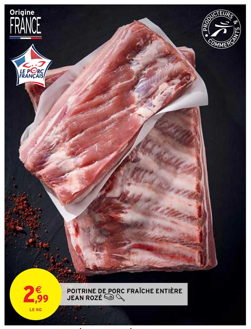 poitrine de porc fraîche entière jean rozé
