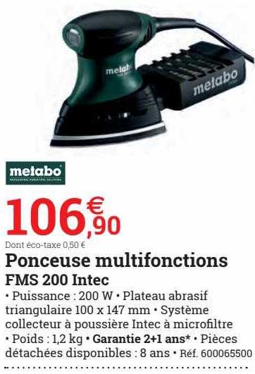 Ponceuse Multifonctions Fms 200 Intec Metabo