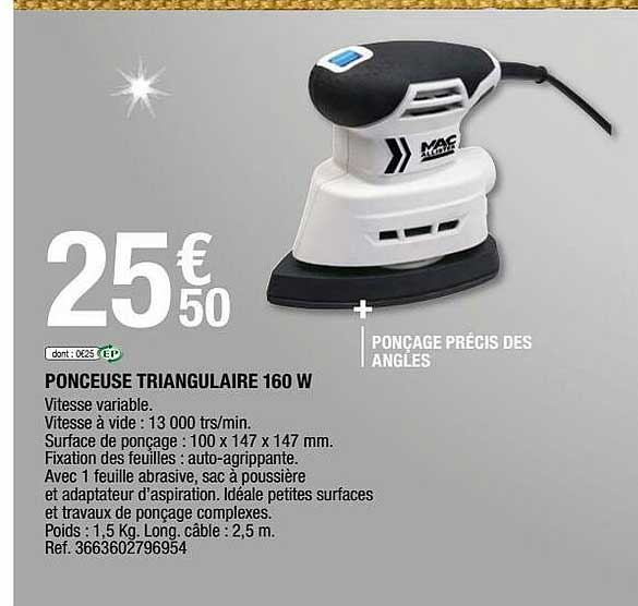 ponceuse triangulaire 160 w mac allister