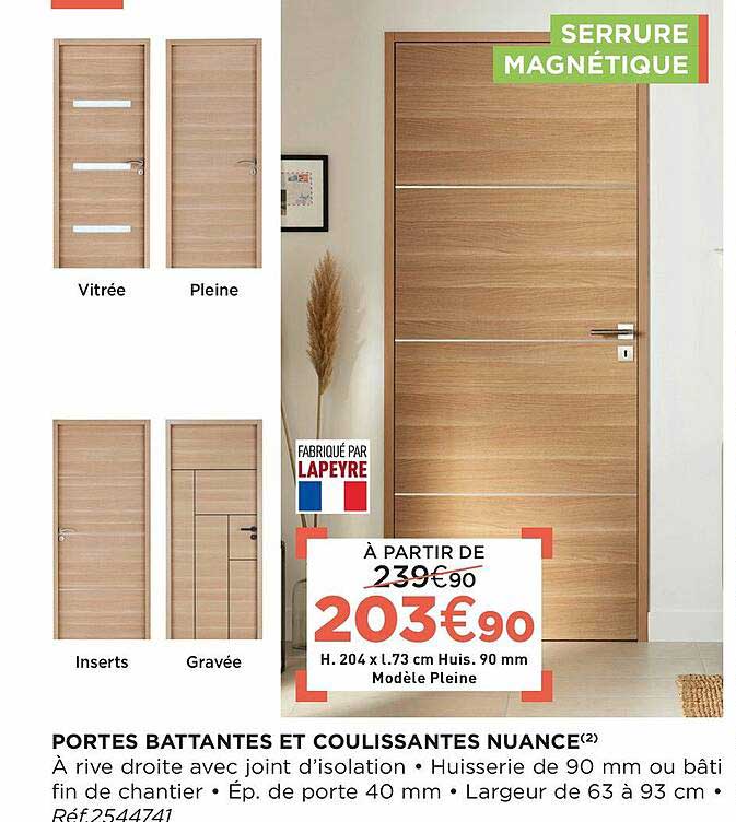 portes battantes et coulissantes nuance