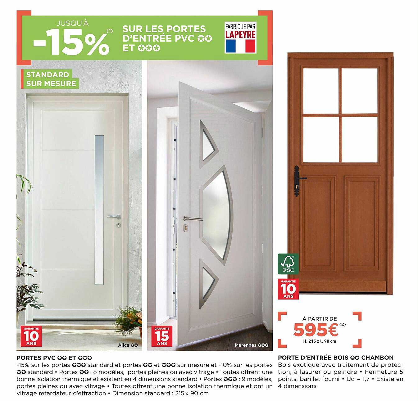 portes pvc , porte d'entrée bois chambon