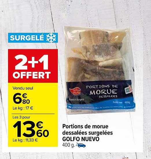 portions de morue dessalées surgelées golfo nuevo