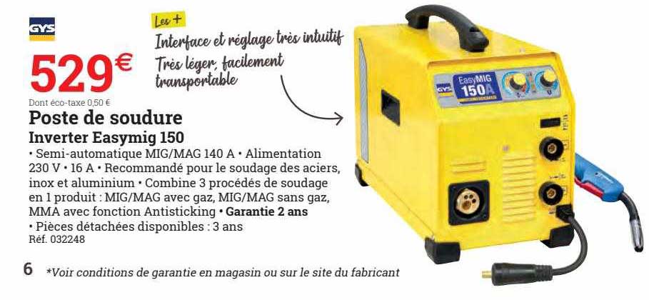 poste de soudure inverter easymig 150 gys