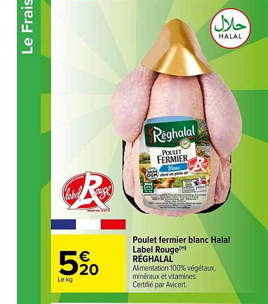 Poulet Fermier Blanc Halal Label Rouge Réghalal