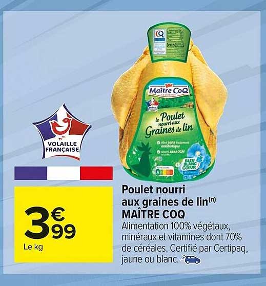 poulet nourri aux graines de lin maître coq