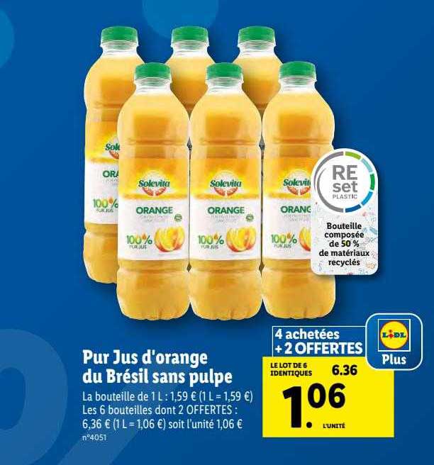 Pur Jus D'orange Du Brésil Sans Pulpe Solevita