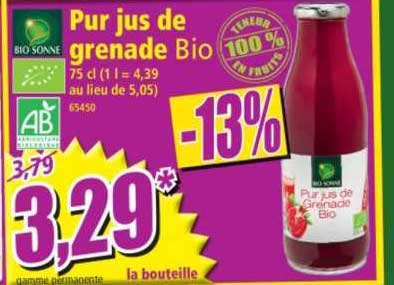 pur jus de grenade bio bio sonne