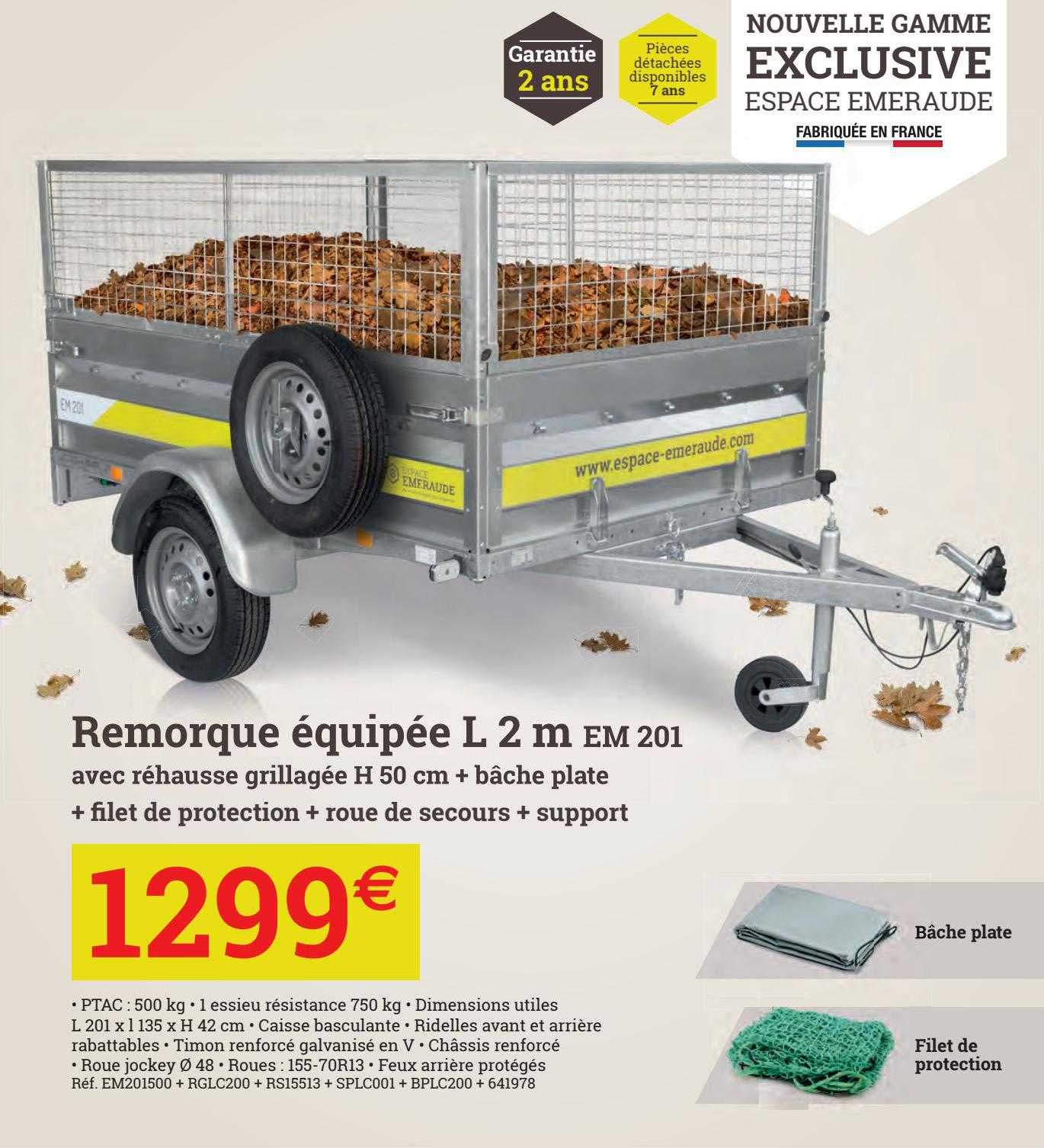 remorque équipée l 2 m em 201