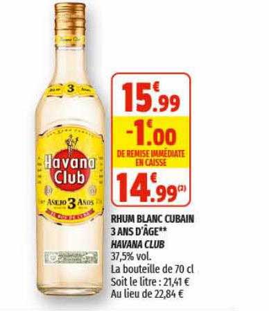 rhum blanc cubain 3 ans d'âge havana club