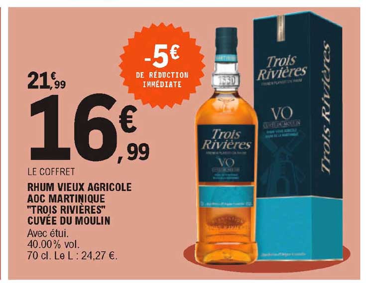 rhum vieux agricole aoc martinique "trois rivières" cuvée du moulin
