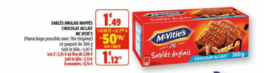 sablés anglais nappés chocolat au lait mc vitie's