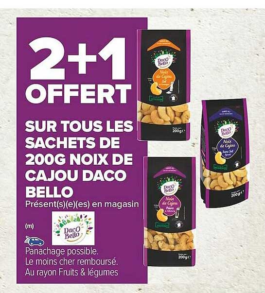 Sachets De 200g Noix De Cajou Daco Bello