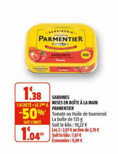 sardines mises en boîte à la main parmentier