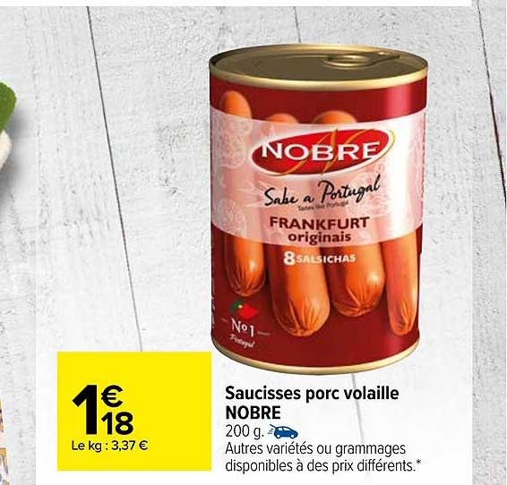 saucisses porc volaille nobre