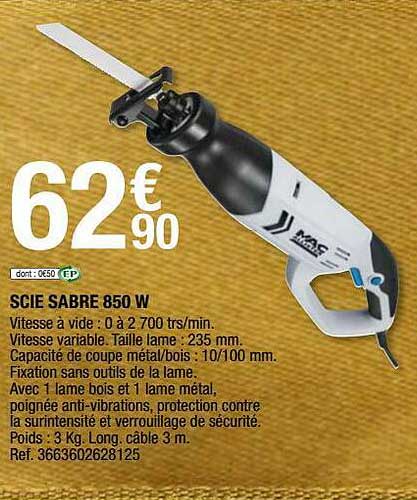 scie sabre 850 w mac allister