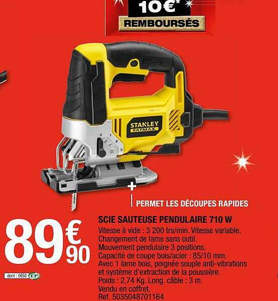 Scie Sauteuse Pendulaire 710 W Stanley Fatmax