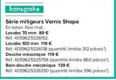 série mitigeurs vernis shape hansgrohe