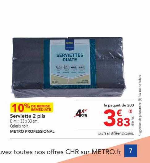serviette 2 plis metro professional