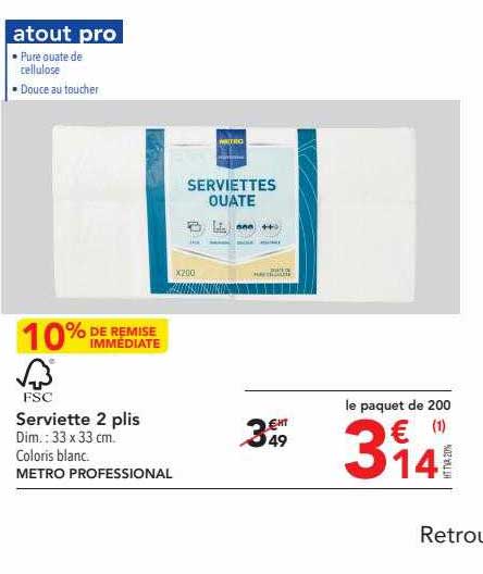 serviette 2 plis metro professional