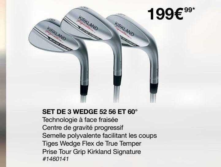 set de 3 wedge 52 56 et 60° kirkland