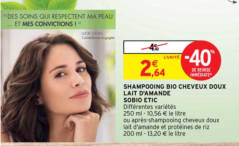 shampooing bio cheveux doux lait d'amande sobio étic