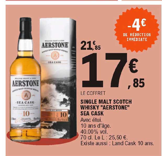 single malt scotch whisky "aerstone" sea cask