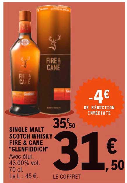 Single Malt Scotch Whisky Fire & Cane "glenfiddich"