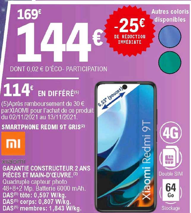 Smartphone Redmi 9t Gris Xiaomi