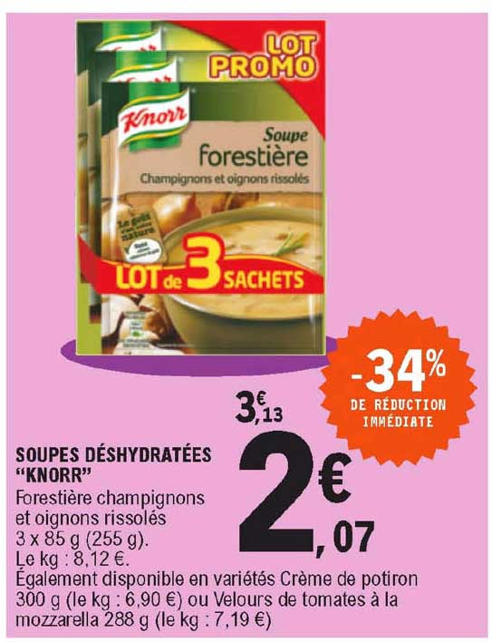 soupes déshydratées "knorr"