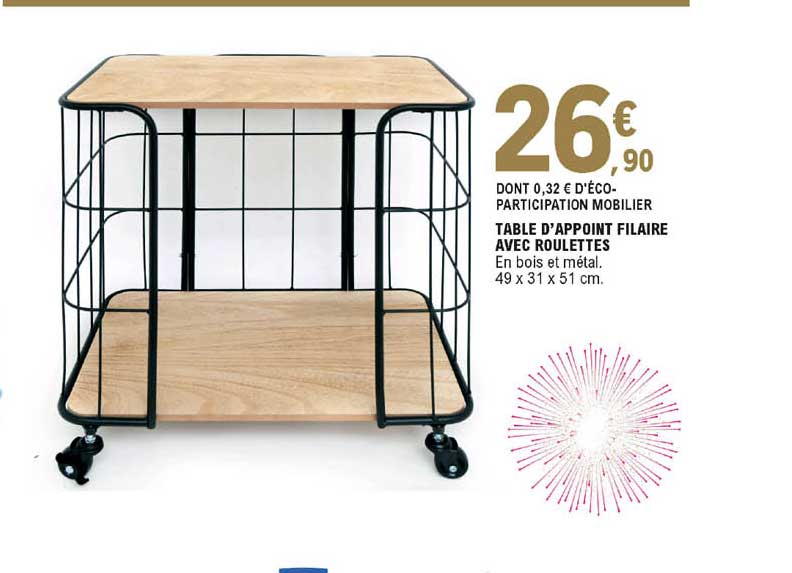 Table D'appoint Filaire Avec Roulettes