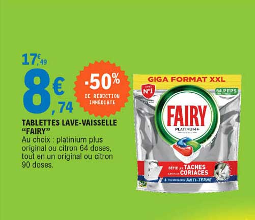 tablettes lave-vaisselle "fairy"