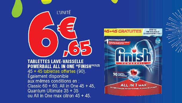 tablettes lave-vaisselle powerball all in one "finish"