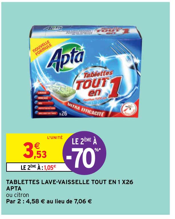 tablettes lave-vaisselle tout en 1 x26 apta