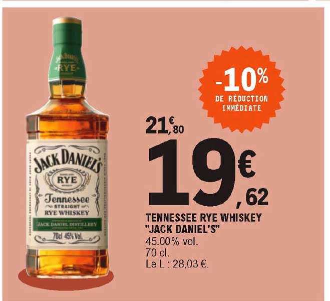 tennessee rye whiskey "jack daniel's"