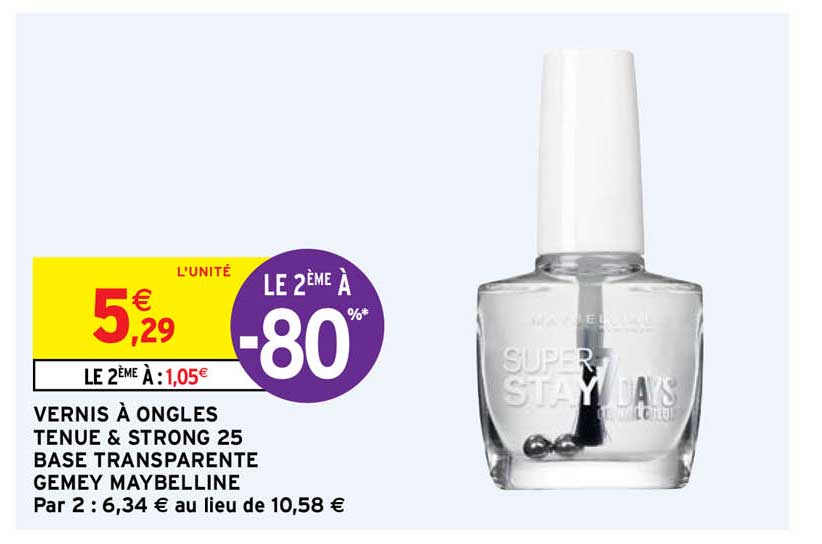 vernis à ongles tenue & strong 25 base transparente gemey maybelline