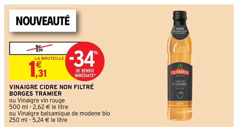 vinaigre cidre non filtré borges tramier