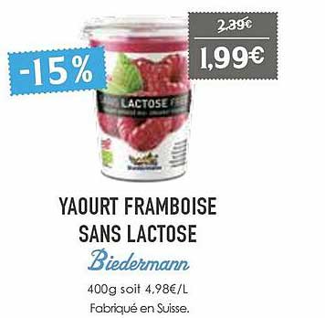 yaourt framboise sans lactose biedermann