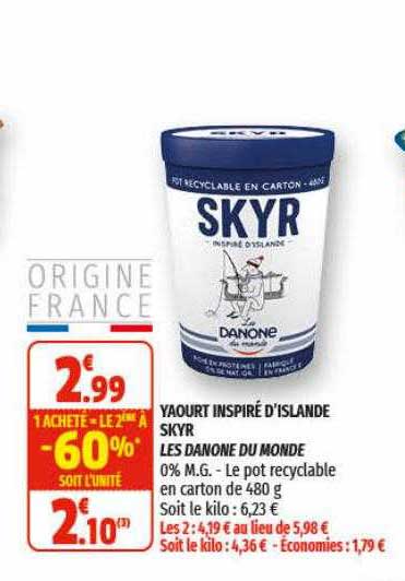 yaourt inspiré d'islande skyr les danone du monde