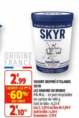 yaourt inspiré d'islande skyr les danone du monde
