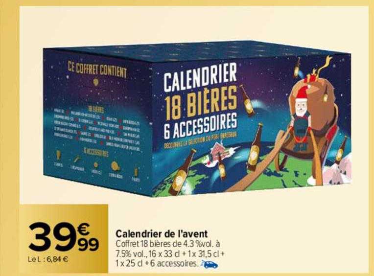 calendrier de l'avent 18 bières 6 accessoires
