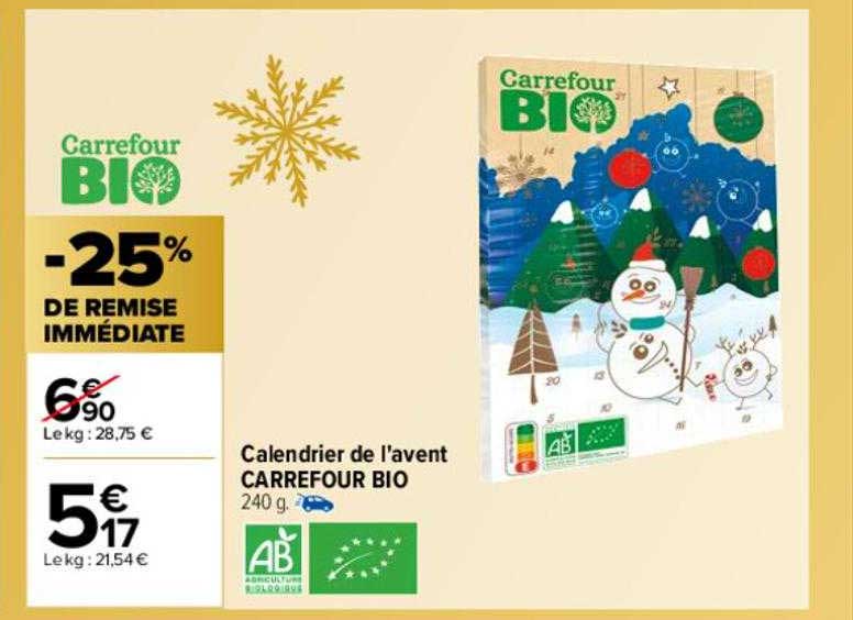 calendrier de l'avent carrefour bio