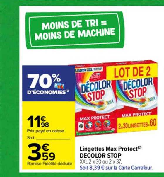 lingettes max protect decolor stop