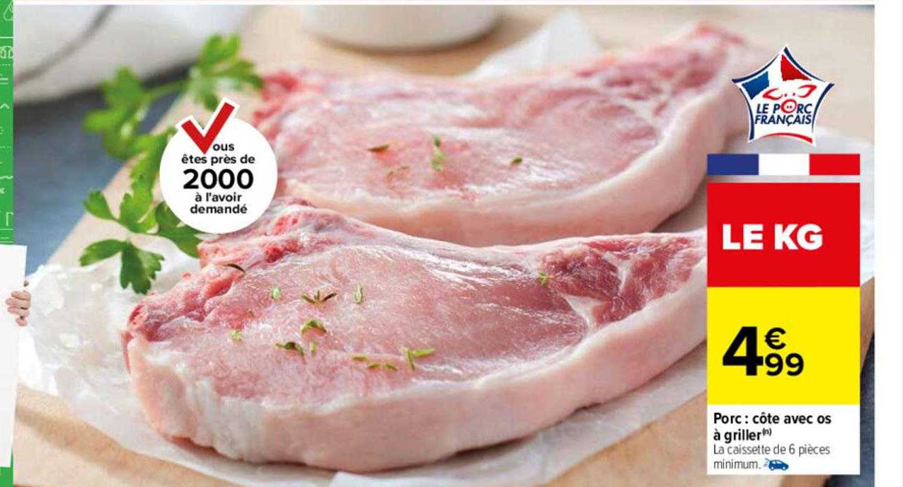 Porc : Côte Avec Os à Griller