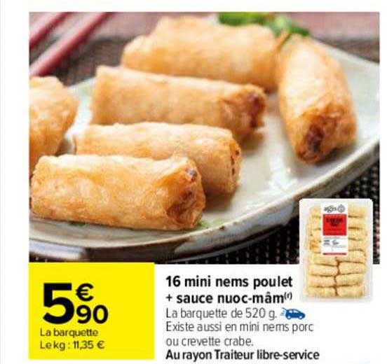 16 mini nems poulet + sauce nuoc-mâm