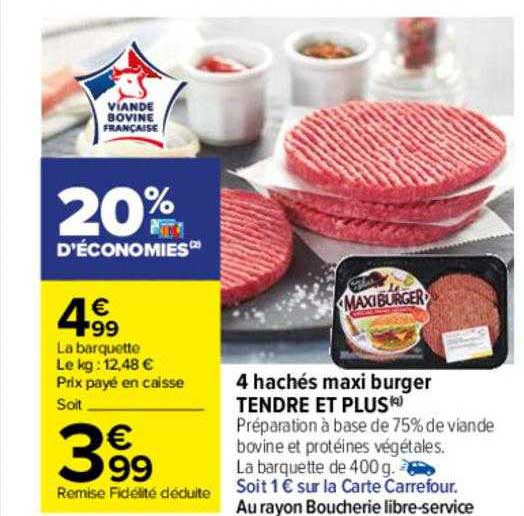 4 Hachés Maxi Burger Tendre Et Plus