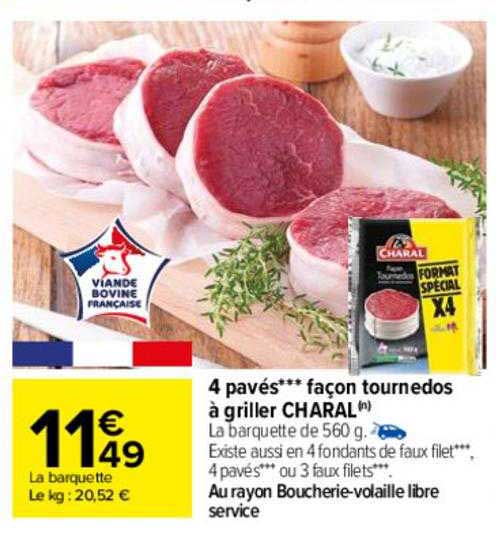 4 Pavés Façon Tournedos à Griller Charal