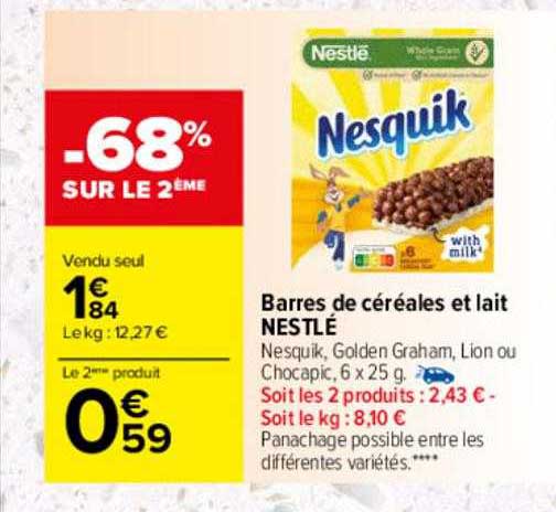 Barres De Céréales Et Lait Nestlé