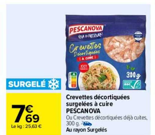 Crevettes Décortiquées Surgelées à Cuire Pescanova