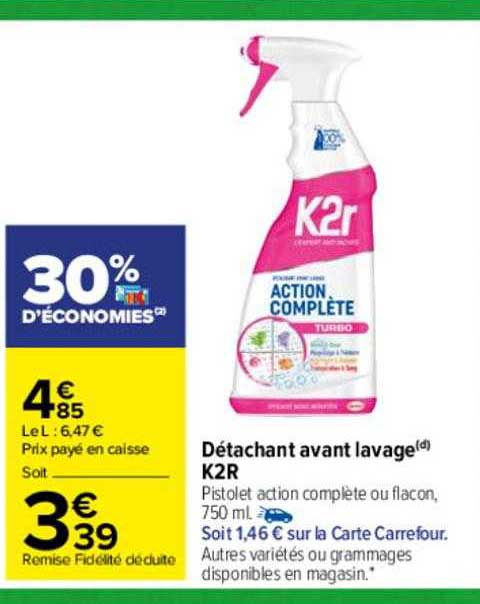 détachant avant lavage k2r