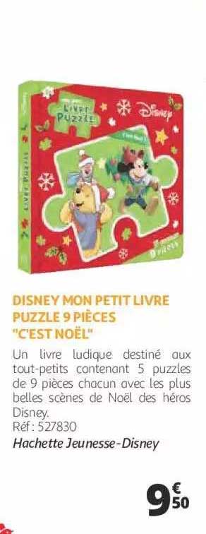 disney mon petit livre puzzle 9 pièces "c'est noël"